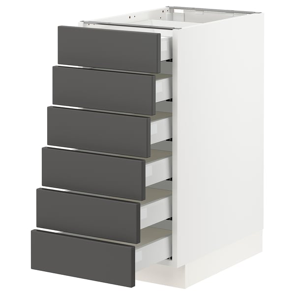 SEKTION / MAXIMERA Base cabinet/6 fronts/6 low drawers, white/Axstad dark gray, 15x24x30 "