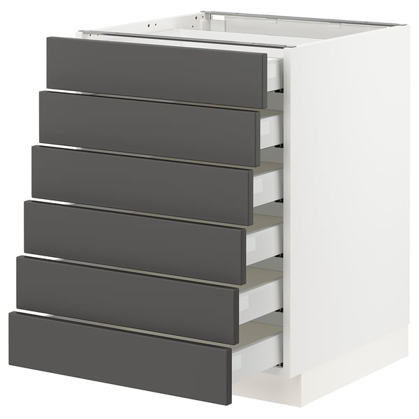 SEKTION / MAXIMERA Base cabinet/6 fronts/6 low drawers, white/Axstad dark gray, 24x24x30 "