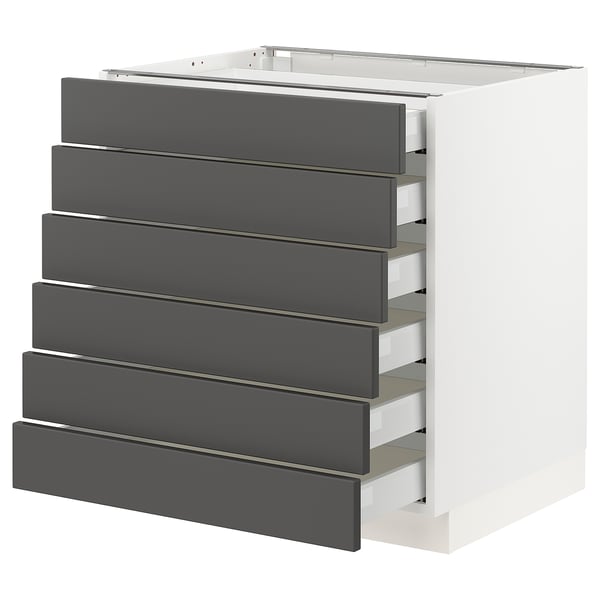 SEKTION / MAXIMERA Base cabinet/6 fronts/6 low drawers, white/Axstad dark gray, 30x24x30 "