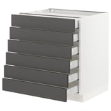 SEKTION / MAXIMERA Base cabinet/6 fronts/6 low drawers, white/Axstad dark gray, 30x24x30 "