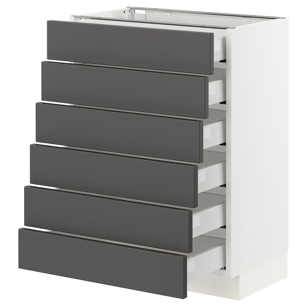 SEKTION / MAXIMERA Base cabinet/6 fronts/6 low drawers, white/Axstad dark gray, 24x15x30 "
