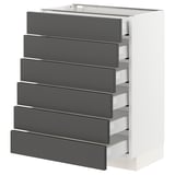 SEKTION / MAXIMERA Base cabinet/6 fronts/6 low drawers, white/Axstad dark gray, 24x15x30 "