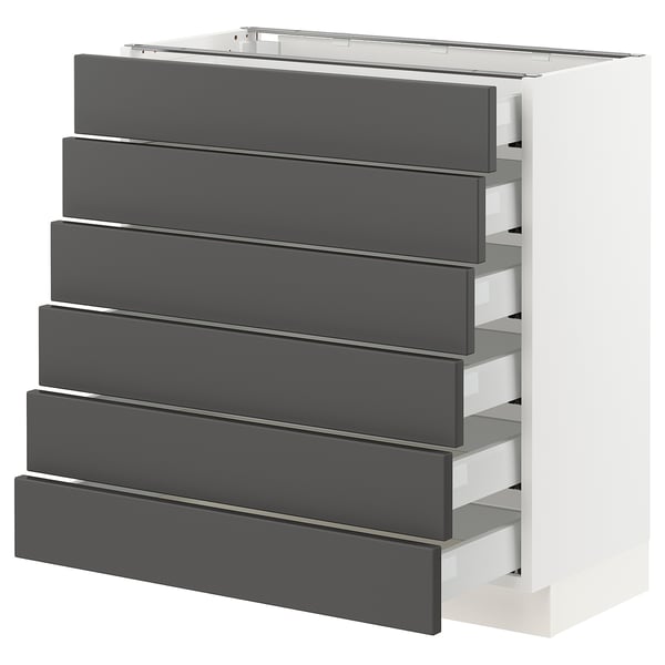 SEKTION / MAXIMERA Base cabinet/6 fronts/6 low drawers, white/Axstad dark gray, 30x15x30 "
