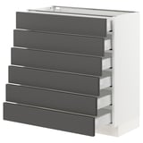 SEKTION / MAXIMERA Base cabinet/6 fronts/6 low drawers, white/Axstad dark gray, 30x15x30 "