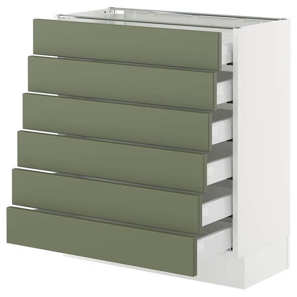 SEKTION / MAXIMERA Base cabinet 6 fronts/6 low drawers, white/Axstad gray-green, 30x15x30 "