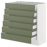 SEKTION / MAXIMERA Base cabinet 6 fronts/6 low drawers, white/Axstad gray-green, 30x15x30 "