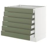 SEKTION / MAXIMERA Base cabinet 6 fronts/6 low drawers, white/Axstad gray-green, 36x24x30 "