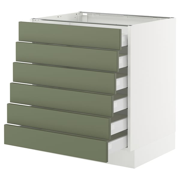 SEKTION / MAXIMERA Base cabinet 6 fronts/6 low drawers, white/Axstad gray-green, 30x24x30 "