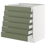 SEKTION / MAXIMERA Base cabinet 6 fronts/6 low drawers, white/Axstad gray-green, 30x24x30 "