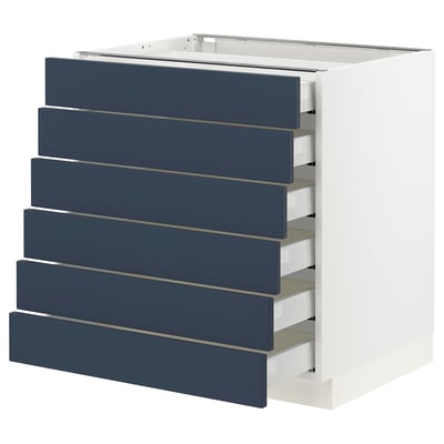 SEKTION / MAXIMERA Base cabinet 6 fronts/6 low drawers, white Axstad/matte blue, 30x24x30 "