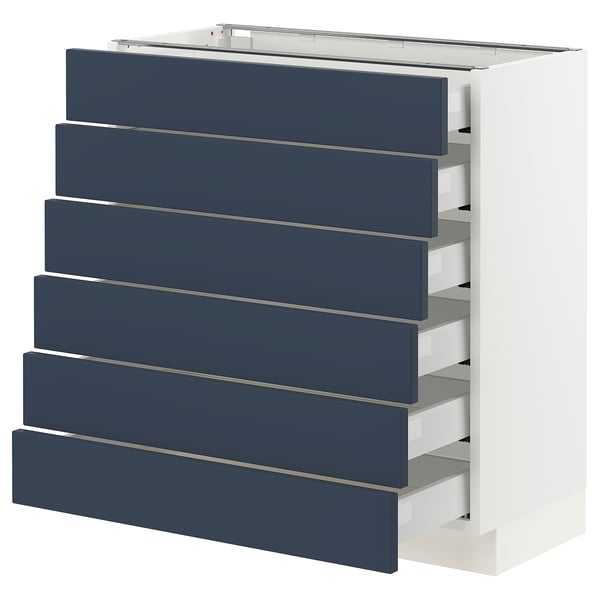 SEKTION / MAXIMERA Base cabinet 6 fronts/6 low drawers, white Axstad/matte blue, 30x15x30 "