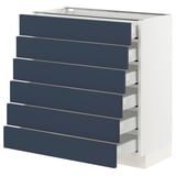 SEKTION / MAXIMERA Base cabinet 6 fronts/6 low drawers, white Axstad/matte blue, 30x15x30 "