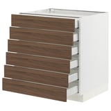 SEKTION / MAXIMERA Base cabinet 6 fronts/6 low drawers, white Enköping/brown walnut effect, 30x24x30 "