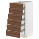 SEKTION / MAXIMERA Base cabinet 6 fronts/6 low drawers, white Enköping/brown walnut effect, 15x15x30 "