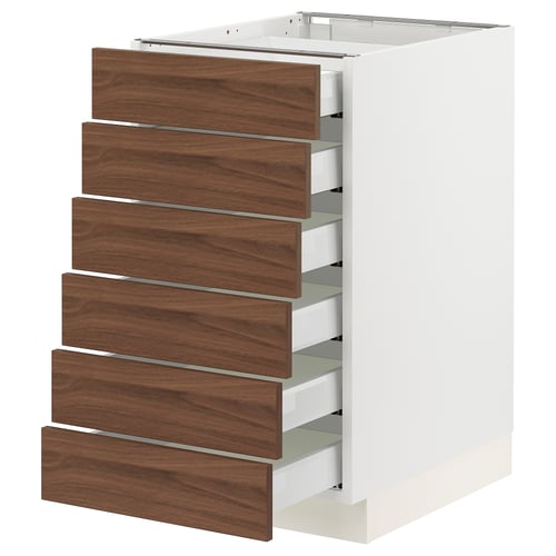 Alt: ikea SEKTION kitchen unit, white with walnut drawers, six full-extension drawers.
