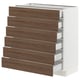 SEKTION / MAXIMERA Base cabinet 6 fronts/6 low drawers, white Enköping/brown walnut effect, 30x15x30 "