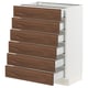 SEKTION / MAXIMERA Base cabinet 6 fronts/6 low drawers, white Enköping/brown walnut effect, 24x15x30 "
