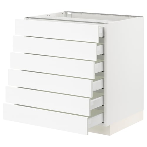 SEKTION kitchen cabinet in white with multiple drawers.