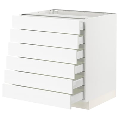 SEKTION kitchen cabinet in white with multiple drawers.