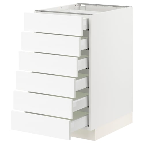 White SEKTION kitchen cabinet with six drawers, sleek modern design.