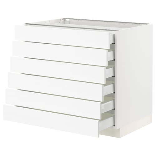 White SEKTION kitchen cabinet with five drawers, clean modern design.