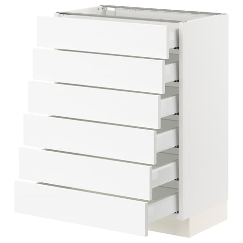 White SEKTION kitchen unit with multiple drawers, sleek modern design.