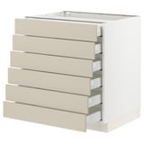 SEKTION / MAXIMERA Base cabinet 6 fronts/6 low drawers, white/Havstorp beige, 30x24x30 "