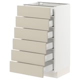 SEKTION / MAXIMERA Base cabinet 6 fronts/6 low drawers, white/Havstorp beige, 18x15x30 "