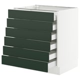 SEKTION / MAXIMERA Base cabinet 6 fronts/6 low drawers, white/Havstorp deep green, 30x24x30 "