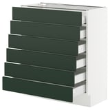 SEKTION / MAXIMERA Base cabinet 6 fronts/6 low drawers, white/Havstorp deep green, 30x15x30 "