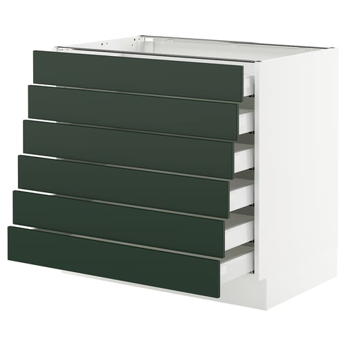 SEKTION kitchen unit, 6 green drawers, modern design, durable materials.