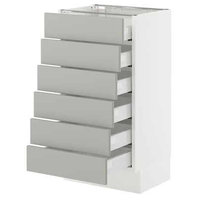 SEKTION / MAXIMERA Base cabinet 6 fronts/6 low drawers, white/Havstorp light gray, 18x15x30 "