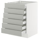 SEKTION / MAXIMERA Base cabinet 6 fronts/6 low drawers, white/Havstorp light gray, 24x24x30 "