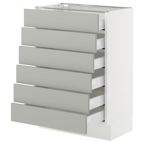 SEKTION / MAXIMERA Base cabinet 6 fronts/6 low drawers, white/Havstorp light gray, 24x15x30 "