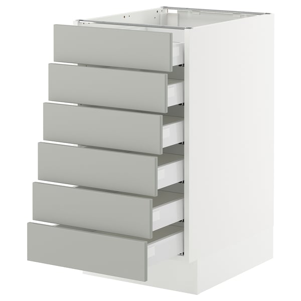 SEKTION / MAXIMERA Base cabinet 6 fronts/6 low drawers, white/Havstorp light gray, 18x24x30 "