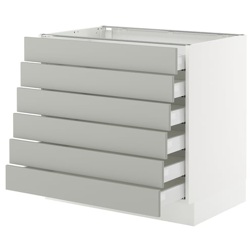 SEKTION kitchen unit, light grey, six drawers, modern design.
