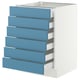 SEKTION / MAXIMERA Base cabinet 6 fronts/6 low drawers, white/Lerhyttan blue, 24x24x30 "