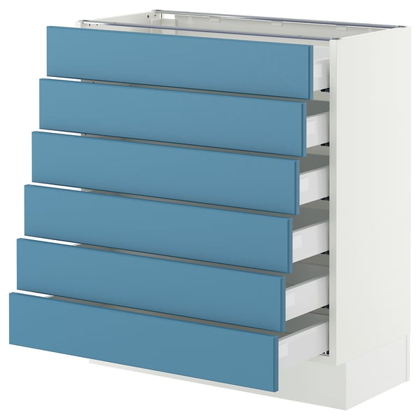 SEKTION / MAXIMERA Base cabinet 6 fronts/6 low drawers, white/Lerhyttan blue, 30x15x30 "