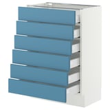 SEKTION / MAXIMERA Base cabinet 6 fronts/6 low drawers, white/Lerhyttan blue, 24x15x30 "