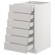 A white SEKTION kitchen cabinet with six grey drawers, each with silver handles. The cabinet is rectangular and has a modern design.