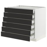 SEKTION / MAXIMERA Base cabinet 6 fronts/6 low drawers, white/Nickebo matte anthracite, 36x24x30 "