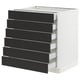 SEKTION / MAXIMERA Base cabinet 6 fronts/6 low drawers, white/Nickebo matte anthracite, 30x24x30 "