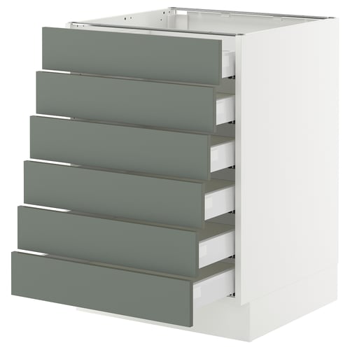 SEKTION kitchen unit, matt grey-green, six drawers, modern design, sturdy construction.