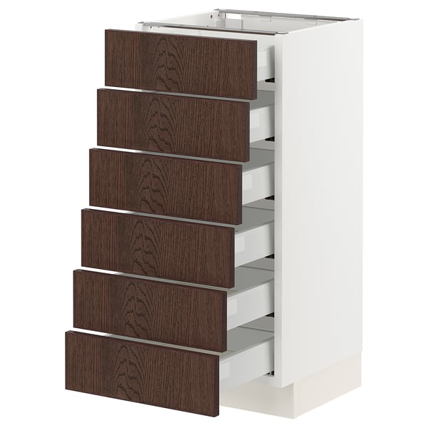 SEKTION / MAXIMERA Base cabinet/6 fronts/6 low drawers, white/Sinarp brown, 15x15x30 "