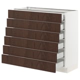 SEKTION / MAXIMERA Base cabinet/6 fronts/6 low drawers, white/Sinarp brown, 36x15x30 "