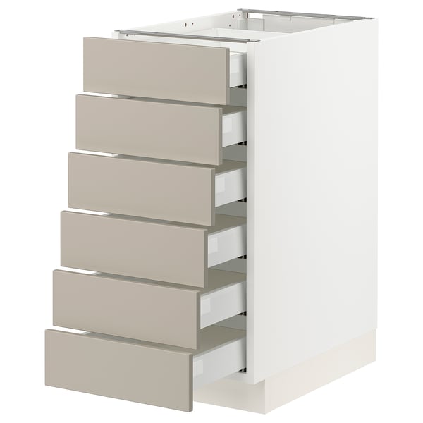 SEKTION / MAXIMERA Base cabinet/6 fronts/6 low drawers, white/Stensund beige, 15x24x30 "