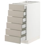SEKTION / MAXIMERA Base cabinet/6 fronts/6 low drawers, white/Stensund beige, 15x24x30 "