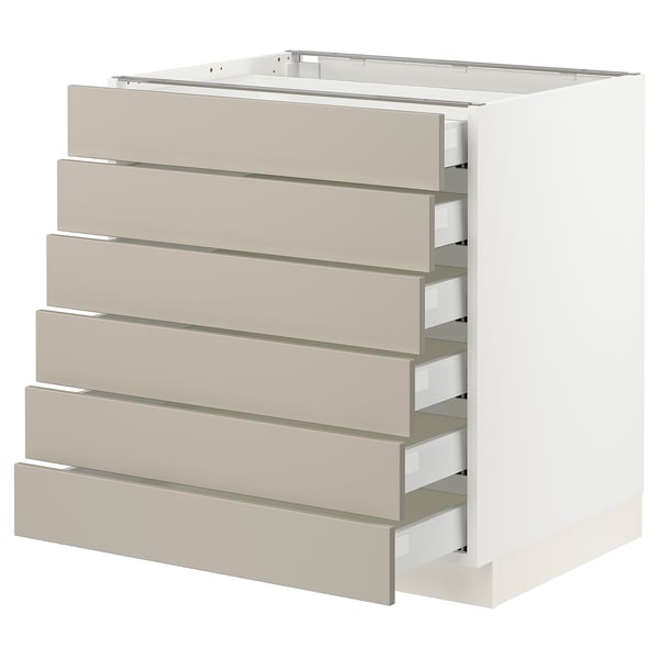 SEKTION / MAXIMERA Base cabinet/6 fronts/6 low drawers, white/Stensund beige, 30x24x30 "