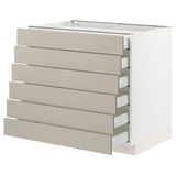 SEKTION / MAXIMERA Base cabinet/6 fronts/6 low drawers, white/Stensund beige, 36x24x30 "