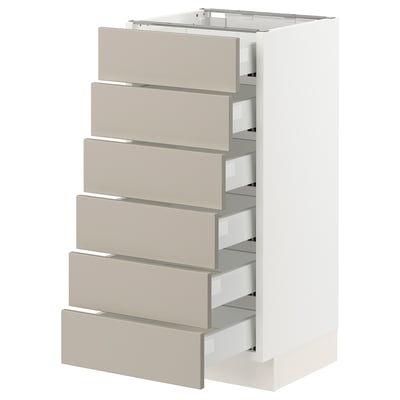 SEKTION / MAXIMERA Base cabinet/6 fronts/6 low drawers, white/Stensund beige, 15x15x30 "